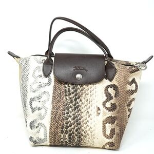 Longchamp Mini Bag in Brown and Cream Python Print